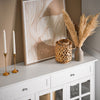 SoBuy FSB77-W Buffet Bas, Commode Armoire de Rangement, Placard de Cuisine, Meuble de Rangement pour Cuisine Salle à Manger Salon Entrée avec 3 Portes Vitrées, 2 Tiroirs, 119 x 40 x 90 cm, Blanc