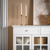 SoBuy FSB77-W Buffet Bas, Commode Armoire de Rangement, Placard de Cuisine, Meuble de Rangement pour Cuisine Salle à Manger Salon Entrée avec 3 Portes Vitrées, 2 Tiroirs, 119 x 40 x 90 cm, Blanc