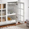 SoBuy FSB77-W Buffet Bas, Commode Armoire de Rangement, Placard de Cuisine, Meuble de Rangement pour Cuisine Salle à Manger Salon Entrée avec 3 Portes Vitrées, 2 Tiroirs, 119 x 40 x 90 cm, Blanc