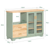 SoBuy FSB81-GR Buffet Cuisine 120cm – Niche Micro-Ondes, 8 Bouteilles, Portes Vitrées, Bois Massif – Vert