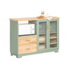 SoBuy FSB81-GR Buffet Cuisine 120cm – Niche Micro-Ondes, 8 Bouteilles, Portes Vitrées, Bois Massif – Vert