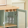 SoBuy FSB81-GR Buffet Cuisine 120cm – Niche Micro-Ondes, 8 Bouteilles, Portes Vitrées, Bois Massif – Vert