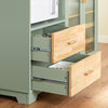 SoBuy FSB81-GR Buffet Cuisine 120cm – Niche Micro-Ondes, 8 Bouteilles, Portes Vitrées, Bois Massif – Vert
