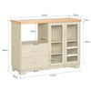 SoBuy FSB81-MI Buffet Cuisine avec Espace Micro-Ondes et Range-Bouteilles Meuble de Rangement Cuisine 120 cm avec Portes en Verre Meuble pour Salon, Salle à Manger ou Entrée 120x90x40cm Beige