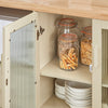 SoBuy FSB81-MI Buffet Cuisine avec Espace Micro-Ondes et Range-Bouteilles Meuble de Rangement Cuisine 120 cm avec Portes en Verre Meuble pour Salon, Salle à Manger ou Entrée 120x90x40cm Beige