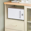 SoBuy FSB81-MI Buffet Cuisine avec Espace Micro-Ondes et Range-Bouteilles Meuble de Rangement Cuisine 120 cm avec Portes en Verre Meuble pour Salon, Salle à Manger ou Entrée 120x90x40cm Beige