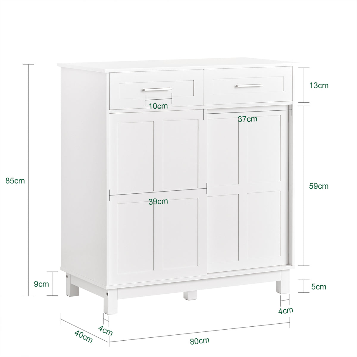 SoBuy FSB84-W Meuble de Rangement Meuble d’entrée Buffet Placard avec 2 Tiroirs et 2 Portes Coulissantes