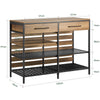 SoBuy FSB85-PF Buffet de Cuisine Industriel avec Étagères Ouvertes, Tiroirs et Range-Bouteilles - Meuble de Rangement avec Espace Micro-Ondes - pour Cuisine, Salon ou Entrée 120x91x45cm Marron