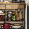 SoBuy FSB85-PF Buffet de Cuisine Industriel avec Étagères Ouvertes, Tiroirs et Range-Bouteilles - Meuble de Rangement avec Espace Micro-Ondes - pour Cuisine, Salon ou Entrée 120x91x45cm Marron
