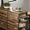 SoBuy FSB85-PF Buffet de Cuisine Industriel avec Étagères Ouvertes, Tiroirs et Range-Bouteilles - Meuble de Rangement avec Espace Micro-Ondes - pour Cuisine, Salon ou Entrée 120x91x45cm Marron