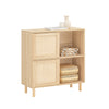 SoBuy FSB87-N Buffet Meuble de Rangement avec 2 Portes Coulissantes, Commode Multifonction pour Entrée Salon Cuisine – 80x35x87 cm, Naturel