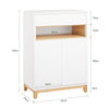 SoBuy FSB97-WN Buffet Bas Blanc et Bambou, 1 Tiroir, 2 Portes et Étagères Réglables pour Entrée, Salon ou Cuisine – 60x34x85 cm, Charge 80kg