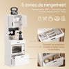 SoBuy FSB98-E-WG Buffet de Cuisine 170 cm avec Prise Intégrée – 2 Prises + 2 USB, Lampe LED, Niche Micro-Ondes, Charge 75 kg, Blanc et Bois