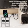 SoBuy FSB98-E-WG Buffet de Cuisine 170 cm avec Prise Intégrée – 2 Prises + 2 USB, Lampe LED, Niche Micro-Ondes, Charge 75 kg, Blanc et Bois