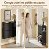 SoBuy FSR100-E-SCH Meuble à Chaussures Ultra-Slim 19 cm avec LED – 4 Abattants, 12 Paires – Blanc