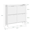 SoBuy FSR100-E-W Meuble Chaussures Entrée avec LED Détection Automatique – Ultra-Slim 19 cm, Crochets, Fixation Murale ou Sol, 8 Paires, Blanc