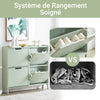 SoBuy FSR100-GR Meuble à Chaussures Ultra-Slim 19 cm – 4 Abattants, 8–12 Paires – Vert Sauge