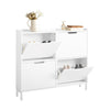 SoBuy FSR100-W Armoire à Chaussures Ultra-Slim 19cm – 4 Abattants, 12-20 Paires, Anti-Basculement, 60kg – Blanc
