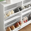 SoBuy FSR100-W Armoire à Chaussures Ultra-Slim 19cm – 4 Abattants, 12-20 Paires, Anti-Basculement, 60kg – Blanc