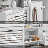 SoBuy FSR108-W Armoire à Chaussures 3 Abattants et Crochets, Meuble d'Entrée avec Porte-Manteau – 55x30x112 cm, Blanc
