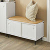 SoBuy FSR116-W Banc à Chaussures avec Coussin Rembourré, 2 Portes Coulissantes et 4 Étagères pour Entrée – 85x37x49 cm, Blanc