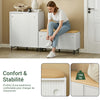 SoBuy FSR116-W Banc à Chaussures avec Coussin Rembourré, 2 Portes Coulissantes et 4 Étagères pour Entrée – 85x37x49 cm, Blanc