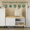 SoBuy FSR116-W Banc à Chaussures avec Coussin Rembourré, 2 Portes Coulissantes et 4 Étagères pour Entrée – 85x37x49 cm, Blanc