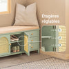 SoBuy FSR129-GR Banc à Chaussures 100cm – Coussin, 3 Tiroirs, 2 Portes Grille Ventilées, 150kg – Vert