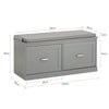 SoBuy FSR131-HG Banc à Chaussures avec Coussin Rembourré et 2 Portes, Meuble d'Entrée – 90x34x46 cm, Gris