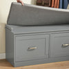 SoBuy FSR131-HG Banc à Chaussures avec Coussin Rembourré et 2 Portes, Meuble d'Entrée – 90x34x46 cm, Gris