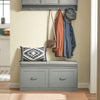 SoBuy FSR131-HG Banc à Chaussures avec Coussin Rembourré et 2 Portes, Meuble d'Entrée – 90x34x46 cm, Gris