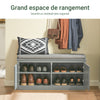 SoBuy FSR131-HG Banc à Chaussures avec Coussin Rembourré et 2 Portes, Meuble d'Entrée – 90x34x46 cm, Gris