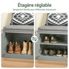 SoBuy FSR131-HG Banc à Chaussures avec Coussin Rembourré et 2 Portes, Meuble d'Entrée – 90x34x46 cm, Gris