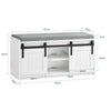SoBuy FSR133-K-W Banc à Chaussures avec Coussin Rembourré, Porte de Grange Coulissante et 6 Compartiments, Charge 200 kg pour Entrée – 90x35x46 cm, Blanc