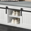 SoBuy FSR133-K-W Banc à Chaussures avec Coussin Rembourré, Porte de Grange Coulissante et 6 Compartiments, Charge 200 kg pour Entrée – 90x35x46 cm, Blanc