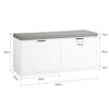 SoBuy FSR147-W Banc à Chaussures avec Coussin Rembourré et 2 Abattants pour Entrée Couloir – 105x35x48 cm, Blanc
