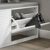 SoBuy FSR147-W Banc à Chaussures avec Coussin Rembourré et 2 Abattants pour Entrée Couloir – 105x35x48 cm, Blanc