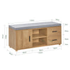 SoBuy FSR148-N Banc à Chaussures avec Coussin Rembourré, 2 Compartiments, 1 Porte et 2 Tiroirs pour Entrée – 110x35x47 cm, Naturel