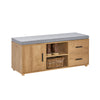 SoBuy FSR148-N Banc à Chaussures avec Coussin Rembourré, 2 Compartiments, 1 Porte et 2 Tiroirs pour Entrée – 110x35x47 cm, Naturel