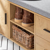 SoBuy FSR148-N Banc à Chaussures avec Coussin Rembourré, 2 Compartiments, 1 Porte et 2 Tiroirs pour Entrée – 110x35x47 cm, Naturel