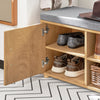 SoBuy FSR148-N Banc à Chaussures avec Coussin Rembourré, 2 Compartiments, 1 Porte et 2 Tiroirs pour Entrée – 110x35x47 cm, Naturel
