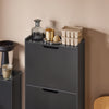 SoBuy FSR151-H-SCH Armoire à Chaussures 3 Abattants Ultra-Slim 19cm, Rangement Compact pour Entrée Couloir – 50x19x129 cm, Noir