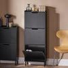SoBuy FSR151-H-SCH Armoire à Chaussures 3 Abattants Ultra-Slim 19cm, Rangement Compact pour Entrée Couloir – 50x19x129 cm, Noir