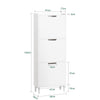 SoBuy FSR151-H-W Armoire à Chaussures 3 Abattants Ultra-Slim 19cm, Rangement Compact pour Entrée Couloir – 50x19x129 cm, Blanc