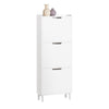 SoBuy FSR151-H-W Armoire à Chaussures 3 Abattants Ultra-Slim 19cm, Rangement Compact pour Entrée Couloir – 50x19x129 cm, Blanc