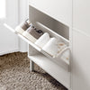 SoBuy FSR151-H-W Armoire à Chaussures 3 Abattants Ultra-Slim 19cm, Rangement Compact pour Entrée Couloir – 50x19x129 cm, Blanc