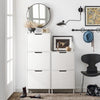 SoBuy FSR151-H-W Armoire à Chaussures 3 Abattants Ultra-Slim 19cm, Rangement Compact pour Entrée Couloir – 50x19x129 cm, Blanc