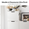SoBuy FSR151-H-W Armoire à Chaussures 3 Abattants Ultra-Slim 19cm, Rangement Compact pour Entrée Couloir – 50x19x129 cm, Blanc