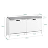 SoBuy FSR151-L-W Banc à Chaussures avec 4 Compartiments et Coussin Confortable, pour Entrée et Couloir, Compact – L105×P24×H52 cm, Charge 250 kg, Bois, Blanc