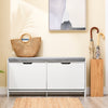 SoBuy FSR151-L-W Banc à Chaussures avec 4 Compartiments et Coussin Confortable, pour Entrée et Couloir, Compact – L105×P24×H52 cm, Charge 250 kg, Bois, Blanc